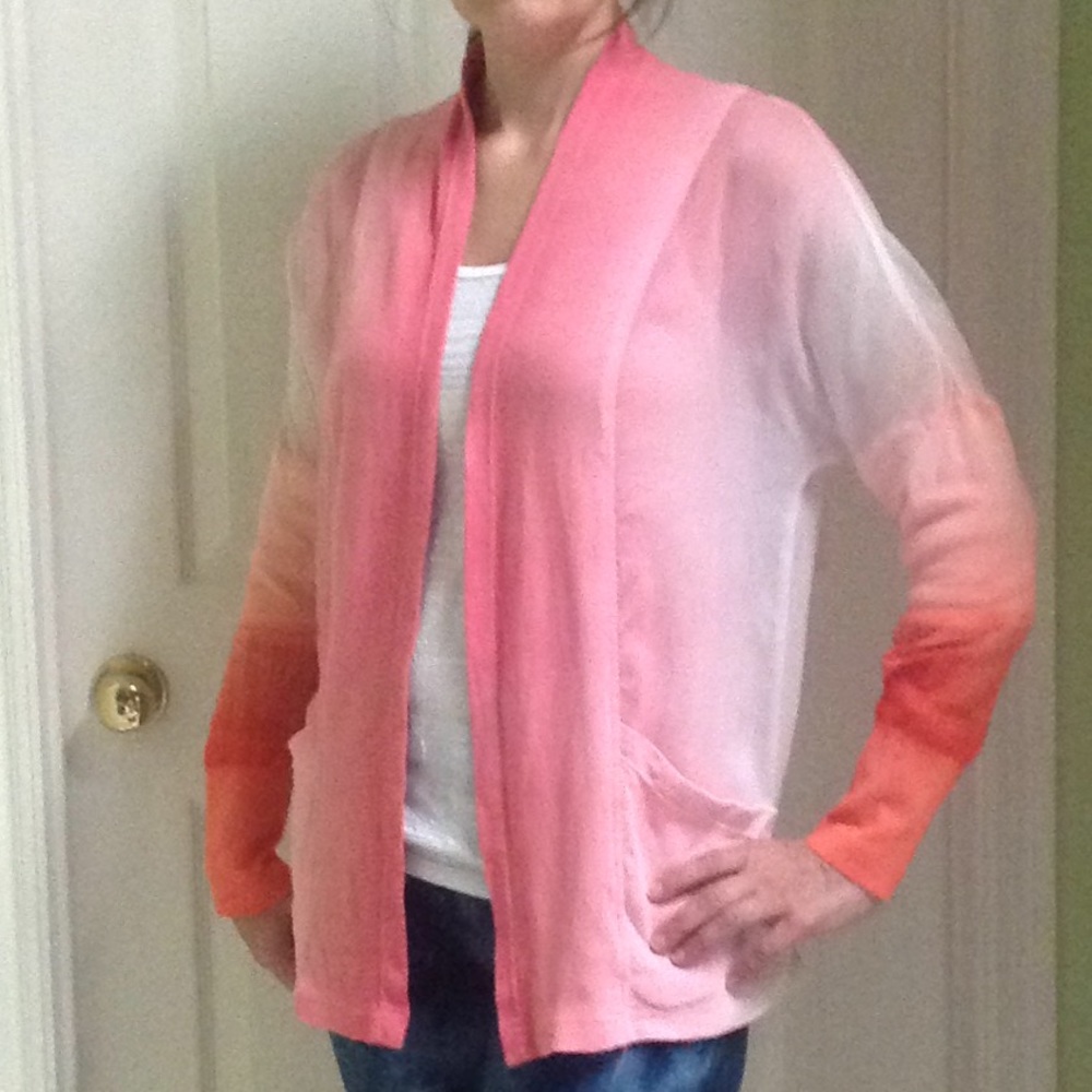 Barbara Lesser peach pink ombré cardigan